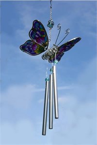 Butterfly with 3 Chimes, blue