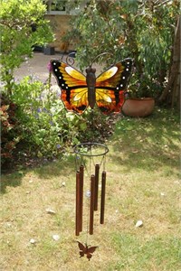 Large Orange Butterfly Wind Chime