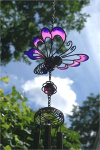 Pink and Purple Butterfly Wind Chime