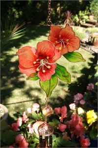 Two Flowers Wind Chime, peach