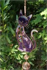 Jewelled Cat Wind Chime, purple