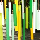 Rectangles Glass Wind Chime, Birchwood